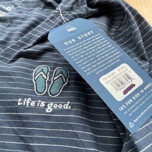 NEW Life is Good Womens Hoodie.  Size M.  Blue-striped.